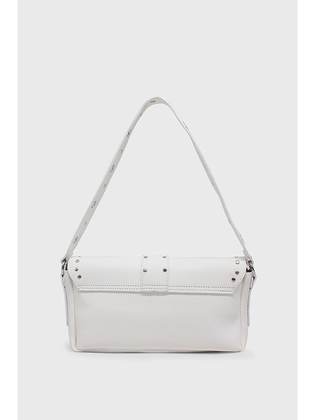 Beyaz Kadın Zımbalı Kol Çantası-2