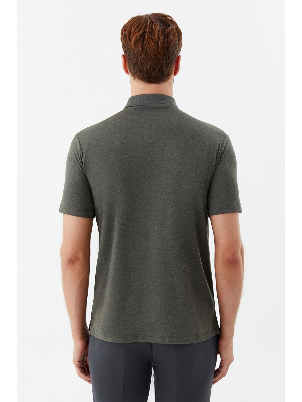 Erkek Haki Standart Fit Polo Yaka Tişört – Kısa Kollu-4