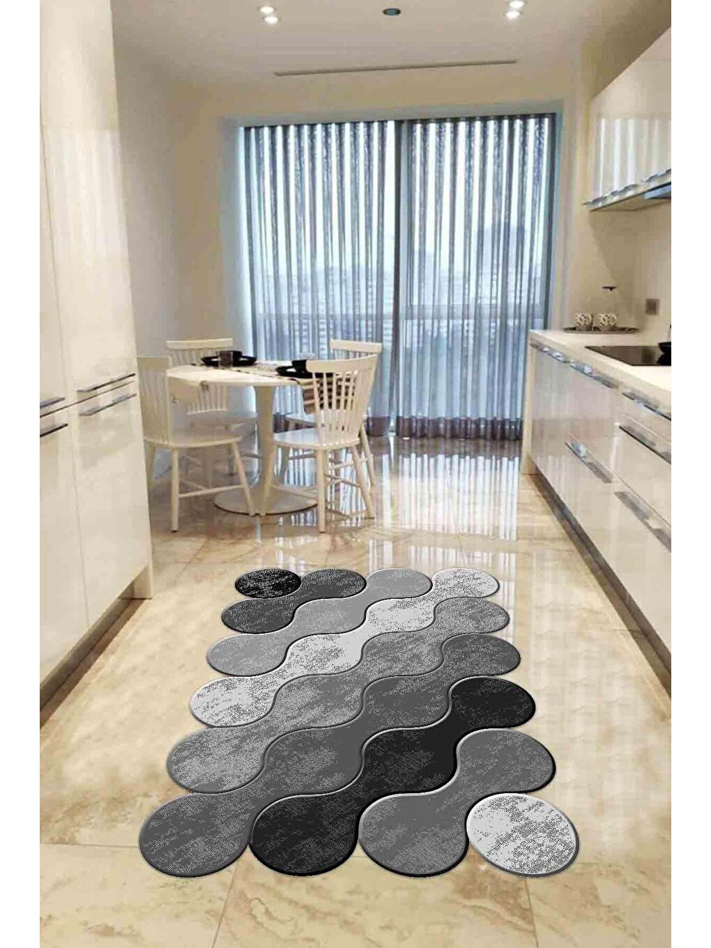 Gri Özel Lazer Kesim, Yıkanabilir, Modern, Kaydırmaz Taban Halı 160x230 cm