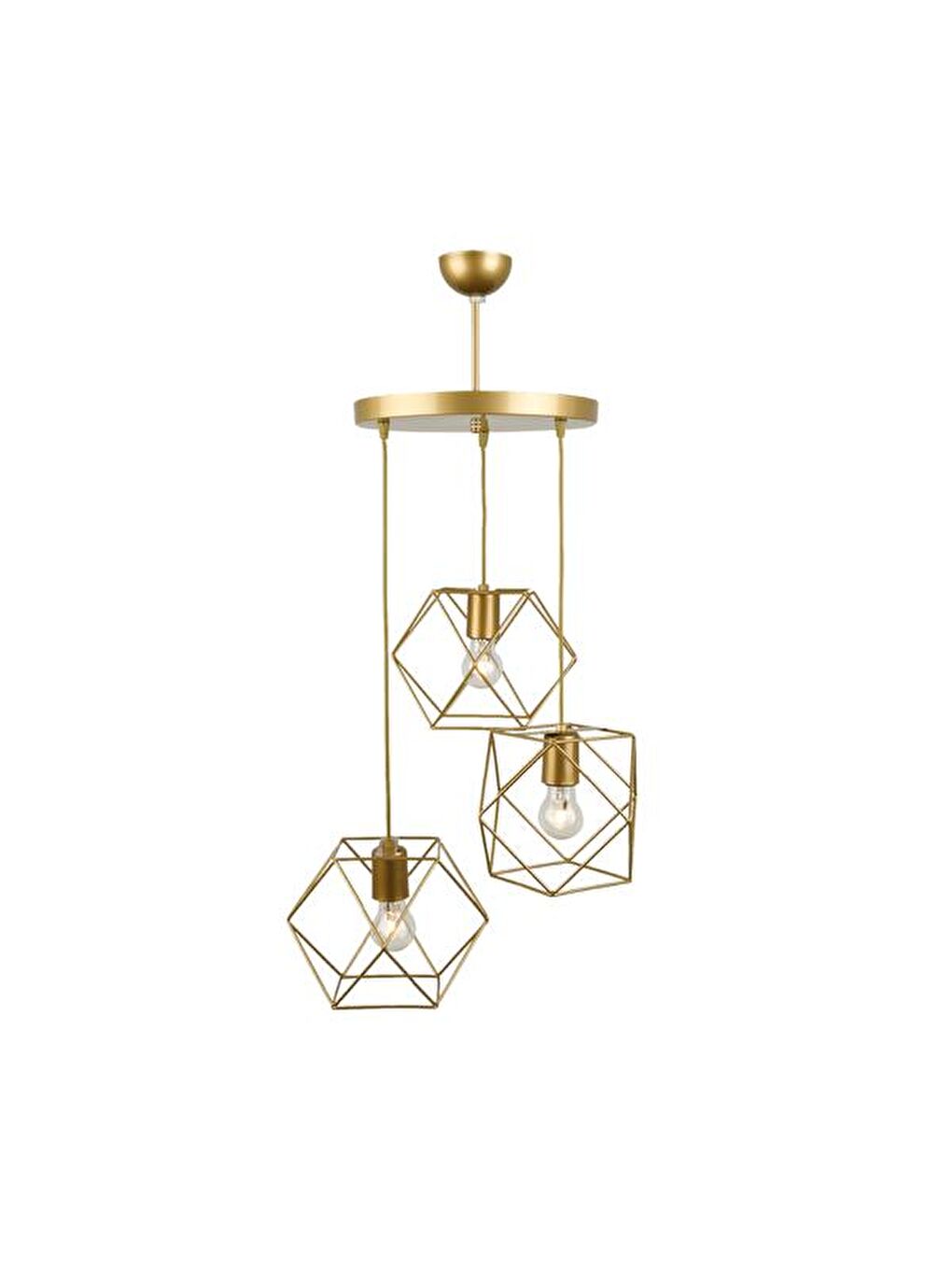 Karışık Zambak 3'lü Tepsi Avize - Eskitme - 90x50x50 cm-2