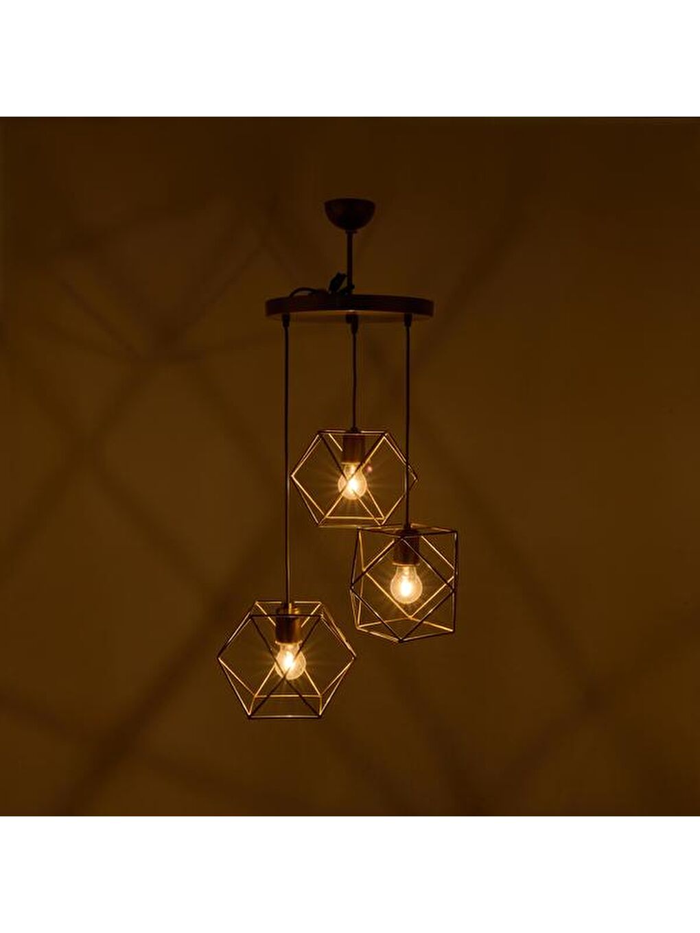 Karışık Zambak 3'lü Tepsi Avize - Eskitme - 90x50x50 cm-3