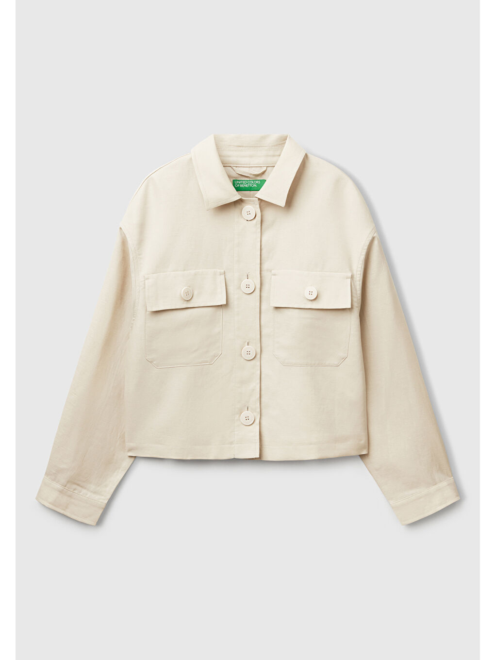 Bej Kadın Taş Rengi Keten Karışımlı Ceket-1