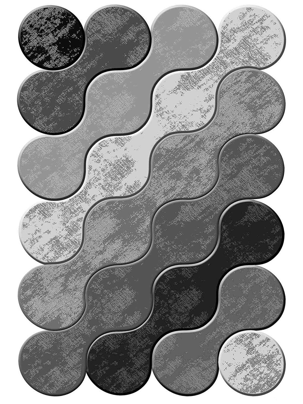 Gri Özel Lazer Kesim, Yıkanabilir, Modern, Kaydırmaz Taban Halı 160x230 cm-3