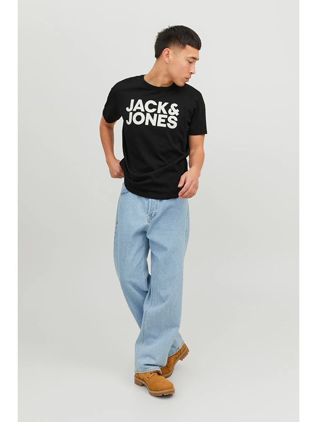 Siyah Jjecorp Pamuklu Slim Fit Bisiklet Yaka Erkek Tişört 12151955-1