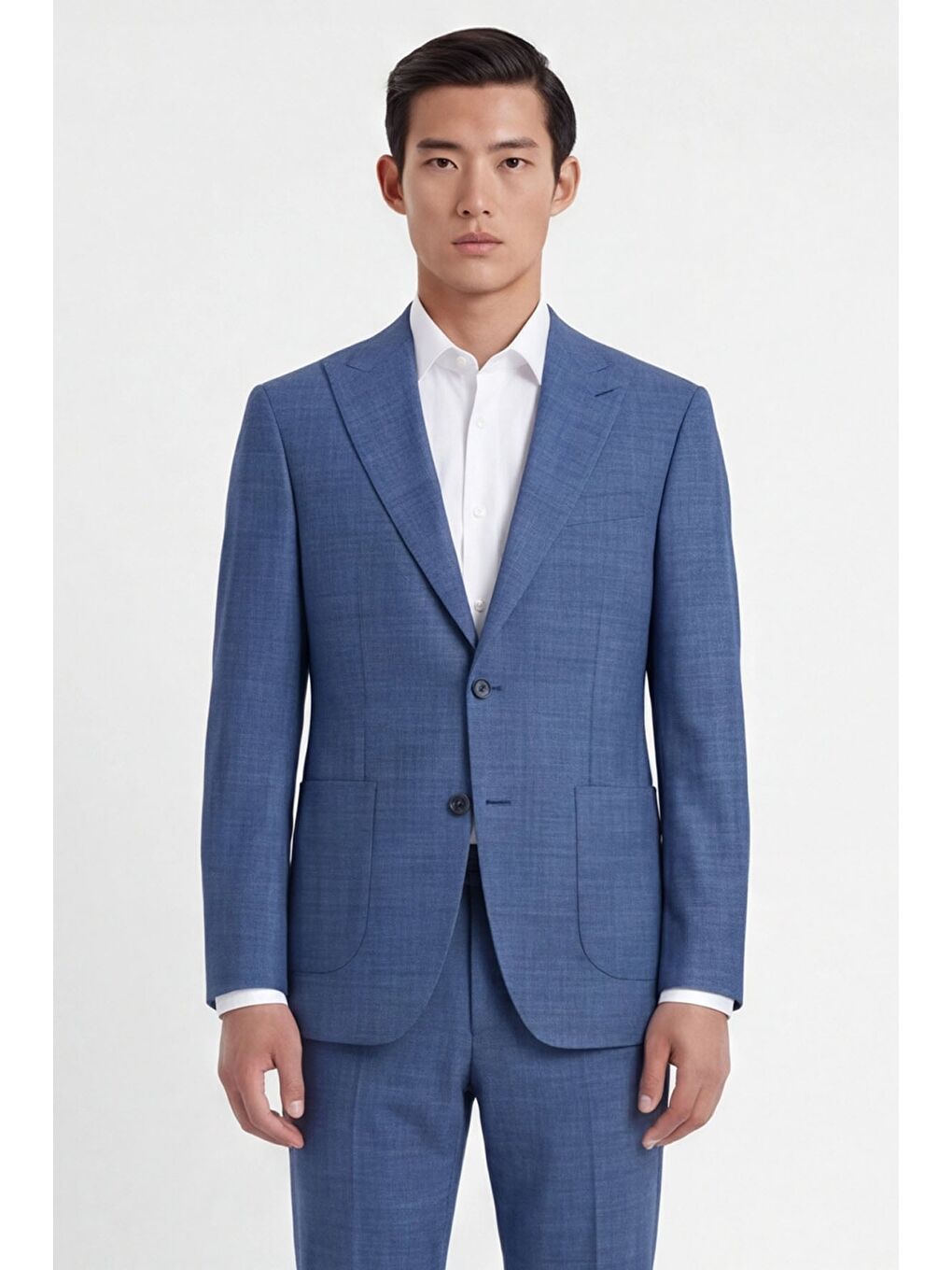 Giotelli Erkek Mavi Dar Kesim Slim Fit Viskon Dokuma Normal Bel 6 Drop Klasik Takım Elbise