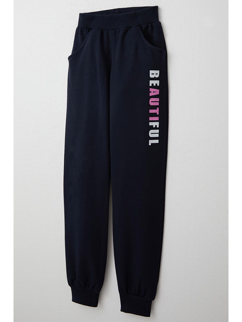 Kız Çocuk Eşofman Takım Renkli Yazı Baskılı Açık Gri Melanj (8-12 Yaş)-6