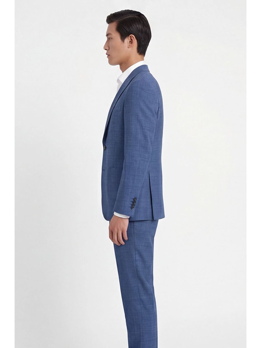 Giotelli Erkek Mavi Dar Kesim Slim Fit Viskon Dokuma Normal Bel 6 Drop Klasik Takım Elbise-2