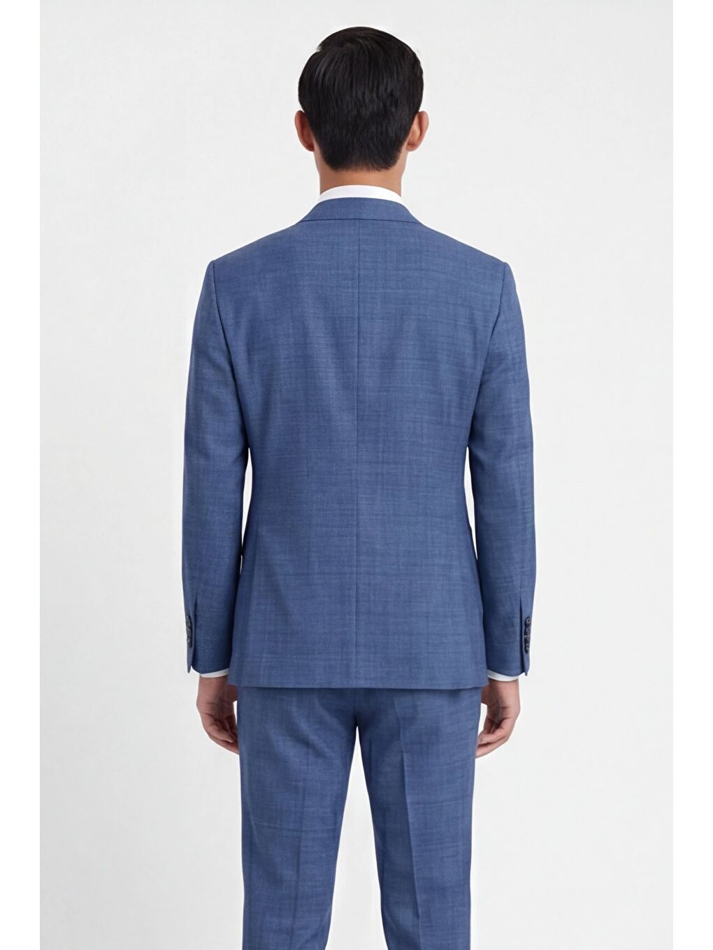 Giotelli Erkek Mavi Dar Kesim Slim Fit Viskon Dokuma Normal Bel 6 Drop Klasik Takım Elbise-3