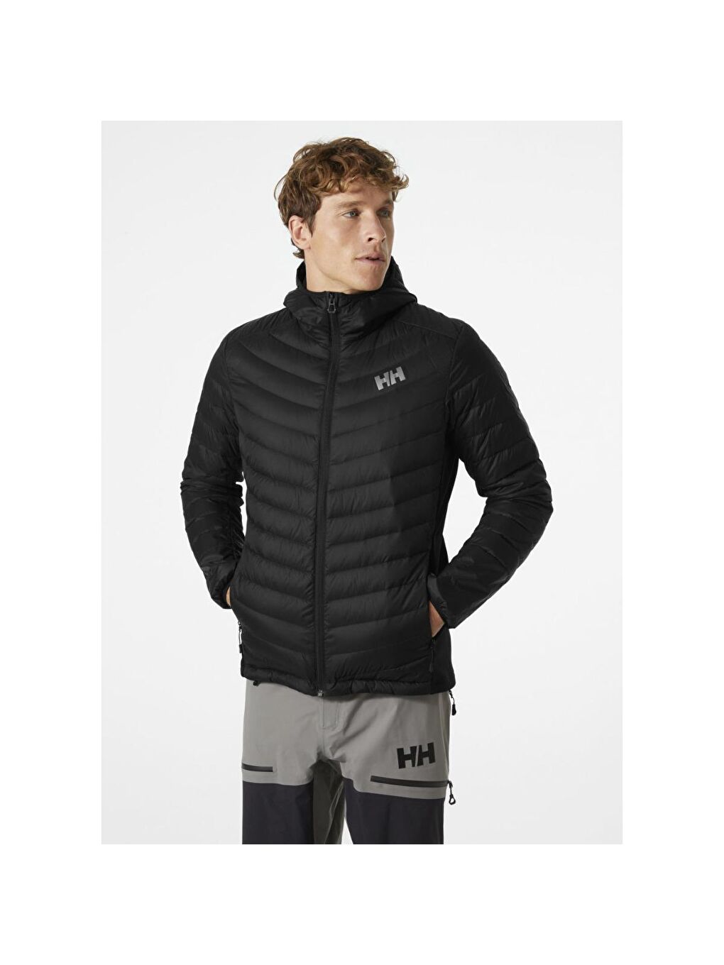 Verglas Hooded Down Hybrid Insulator Erkek Siyah Kapüşonlu Mont