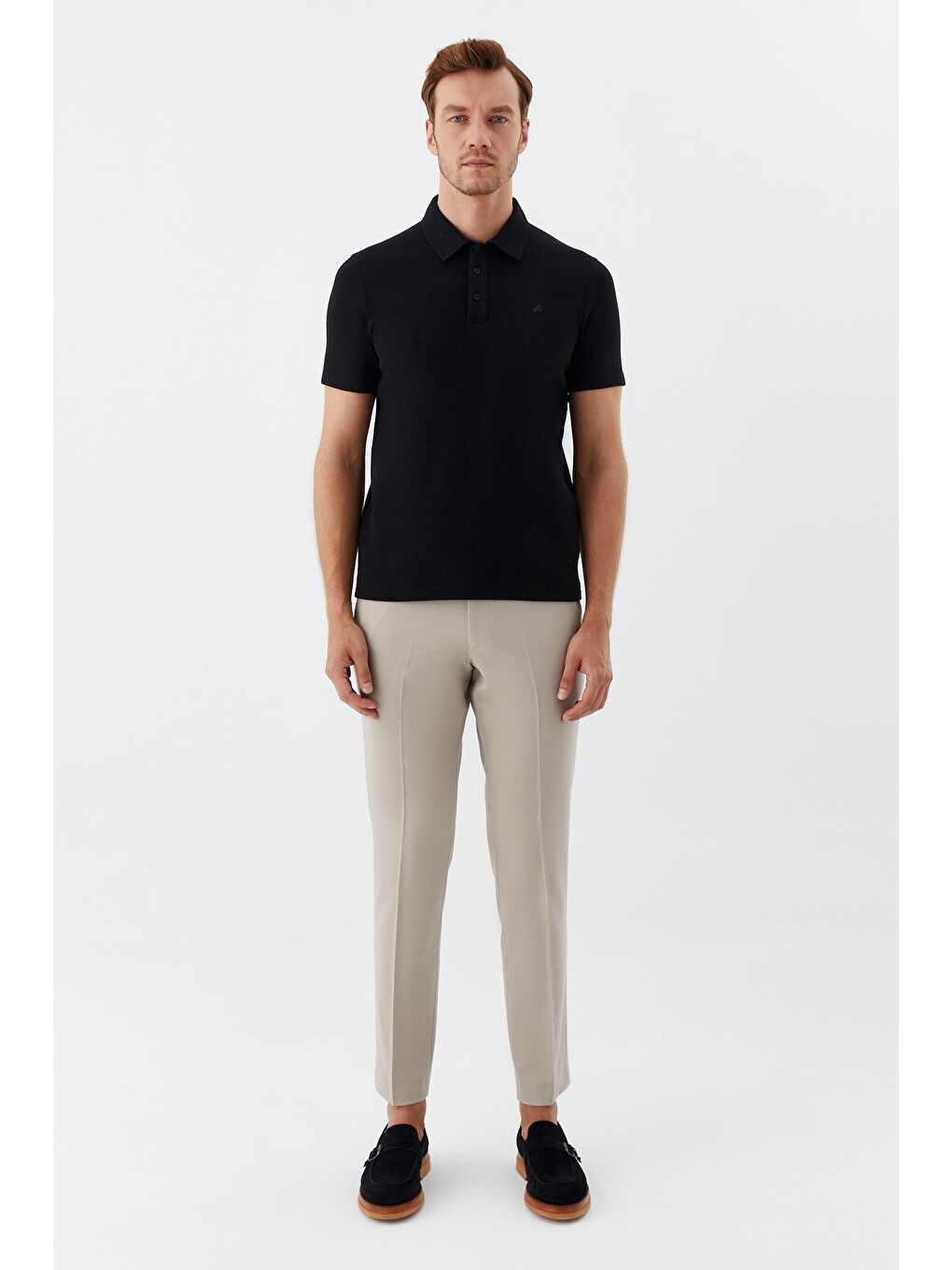 Siyah Düğmeli Polo Yaka Erkek T-Shirt – Regular Fit-1