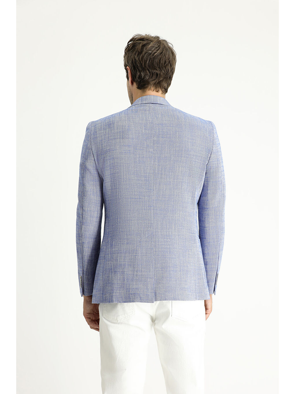 Mavi Slim Fit Dar Kesim Desenli Spor Pamuk Ceket-4