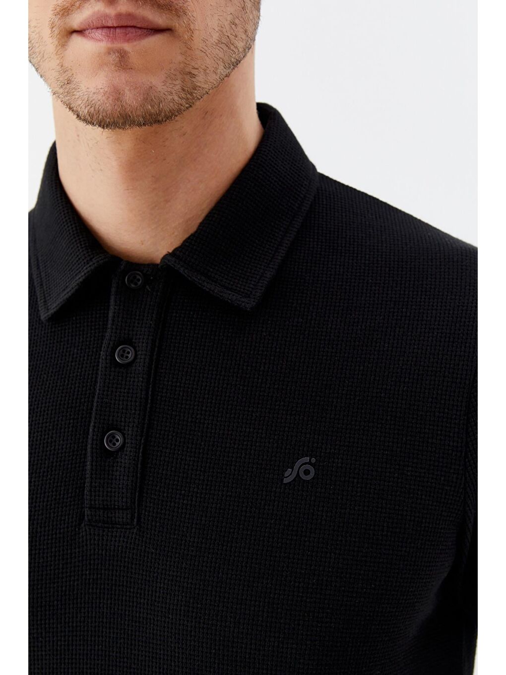 Siyah Düğmeli Polo Yaka Erkek T-Shirt – Regular Fit-3