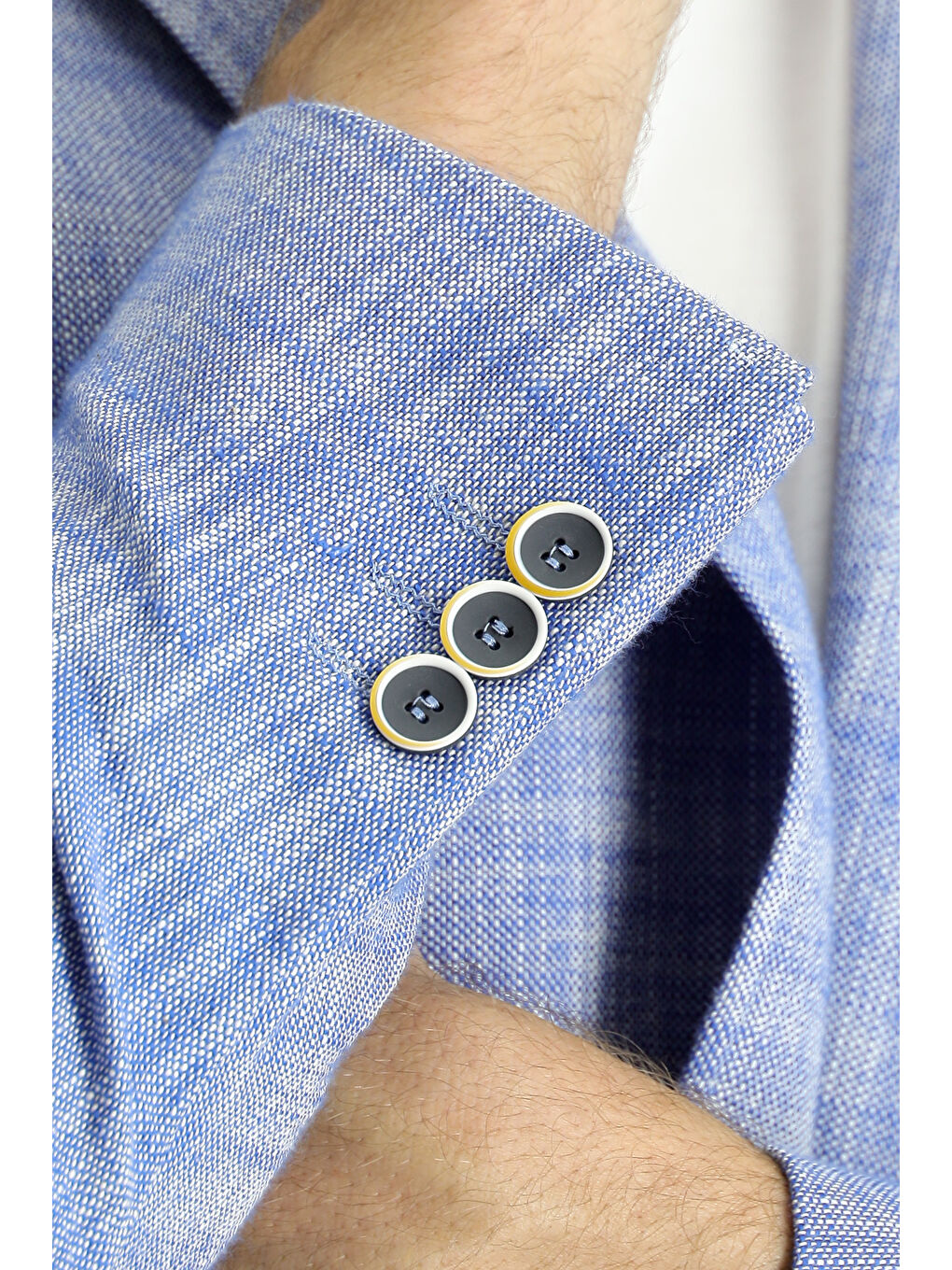 Mavi Slim Fit Dar Kesim Desenli Spor Pamuk Ceket-6