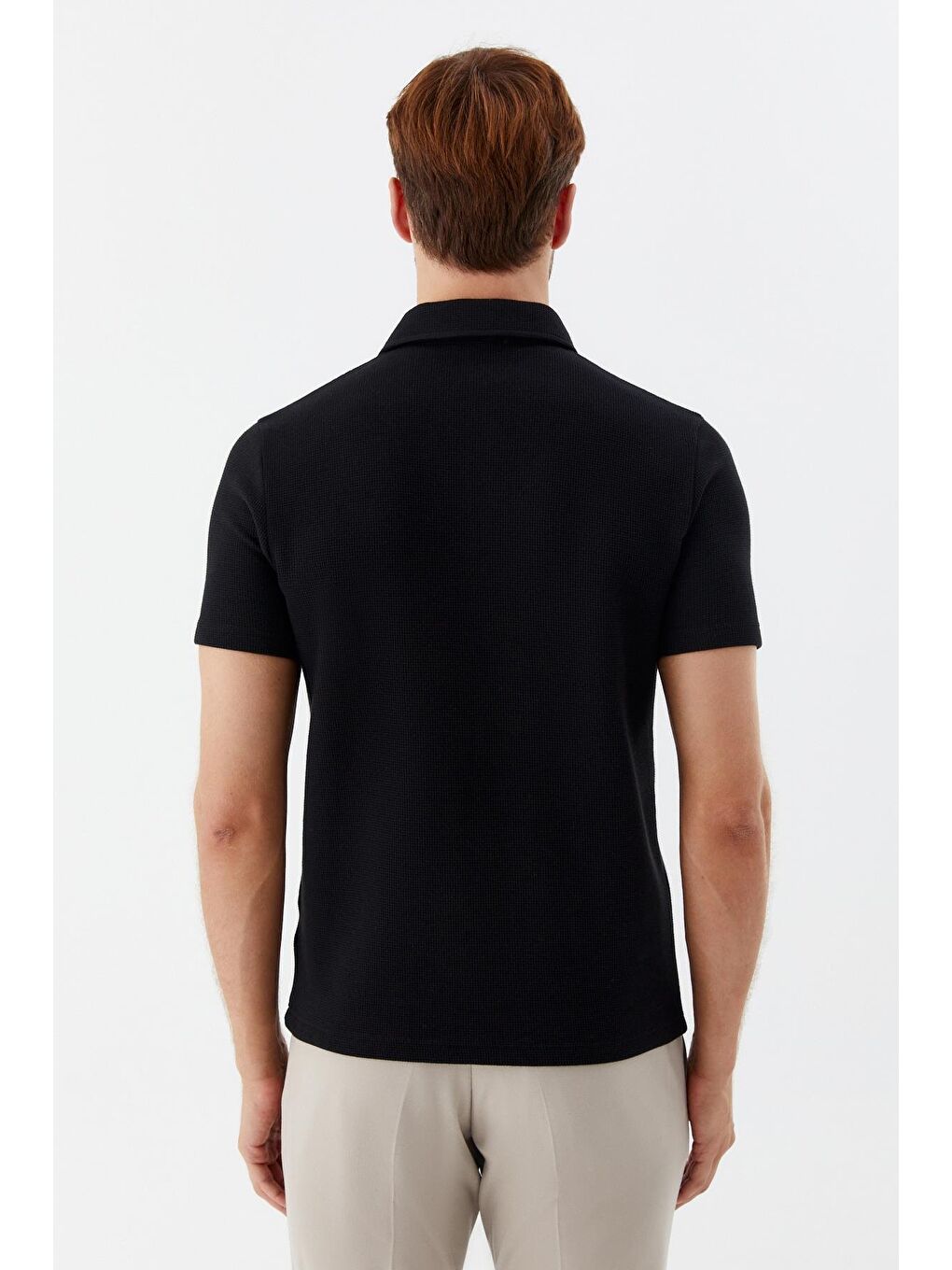 Siyah Düğmeli Polo Yaka Erkek T-Shirt – Regular Fit-4