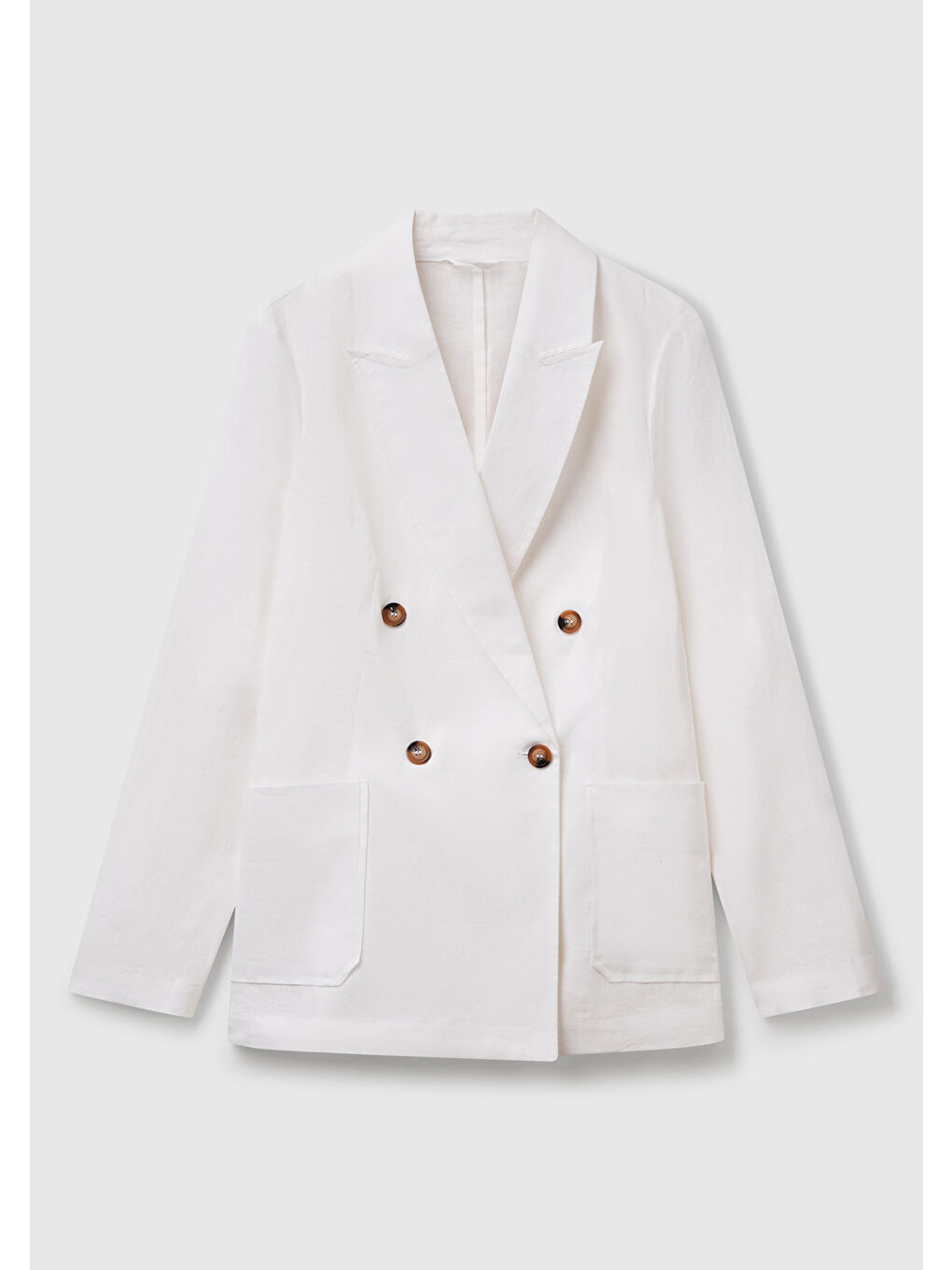 Kadın Beyaz %100 Keten Ceket-1