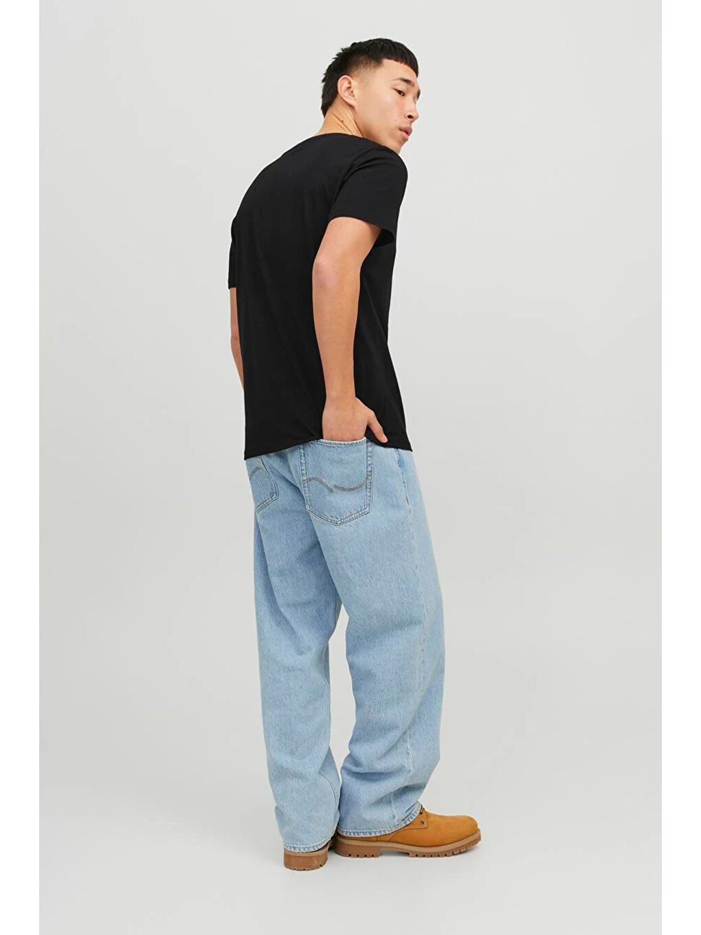 Siyah Jjecorp Pamuklu Slim Fit Bisiklet Yaka Erkek Tişört 12151955-3