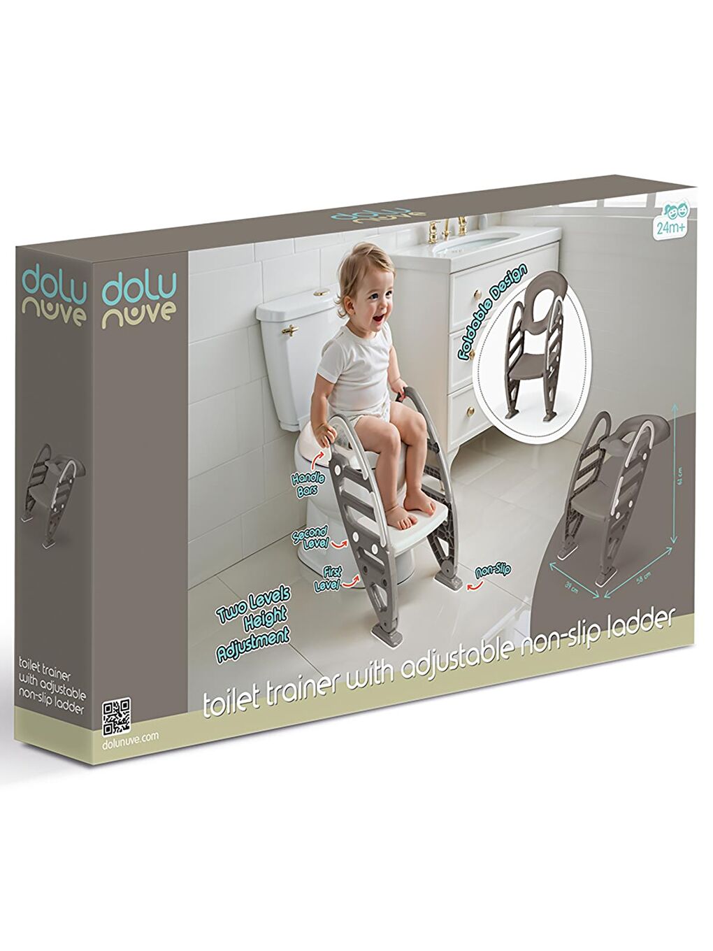 Nuve Kaymaz Merdivenli Klozet Adaptörü - Gri Standart-4