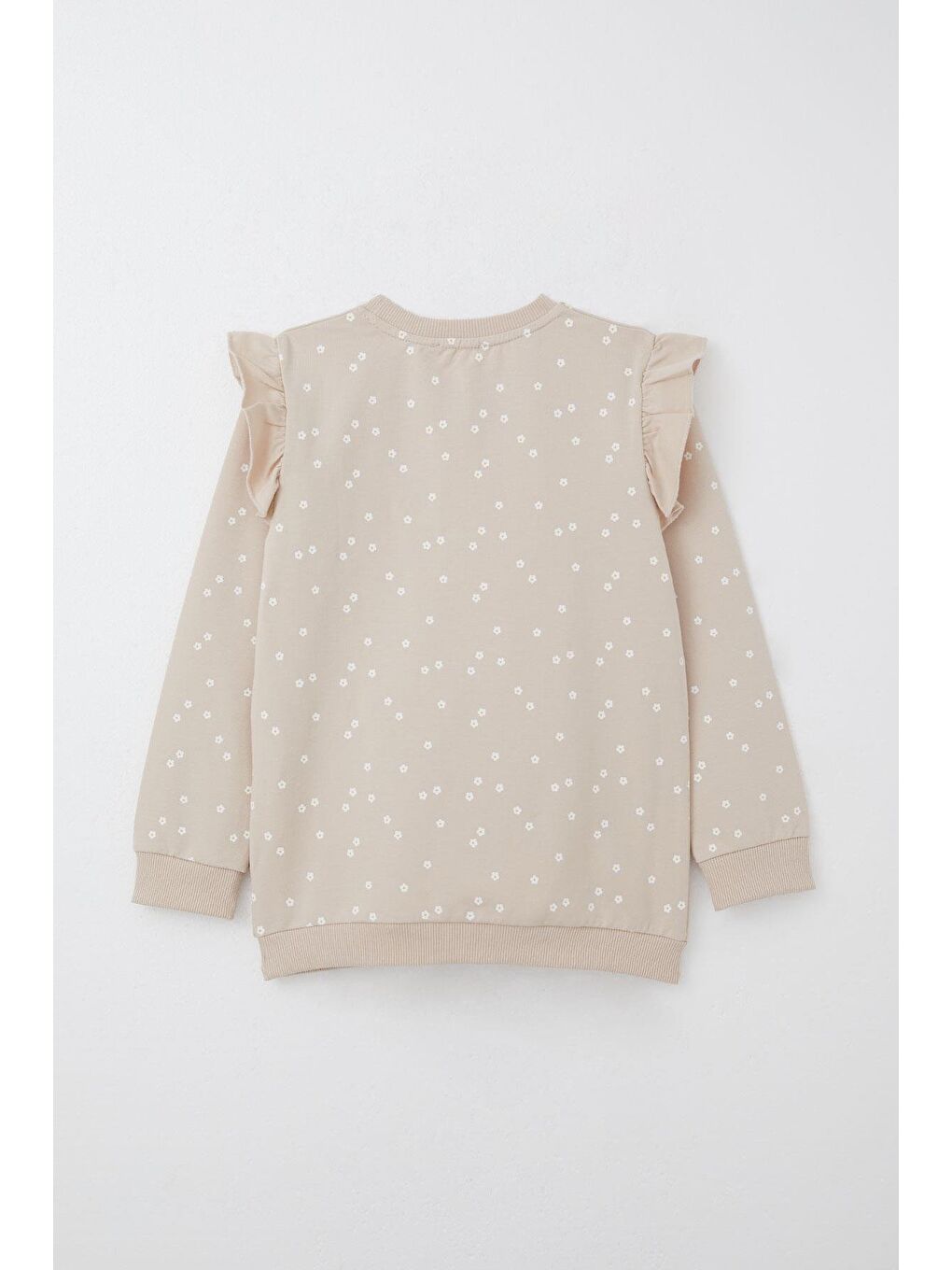 Kız Çocuk Eşofman Takım Kabartma Yazı Baskılı Çiçekli Bej (4-6 Yaş)-3