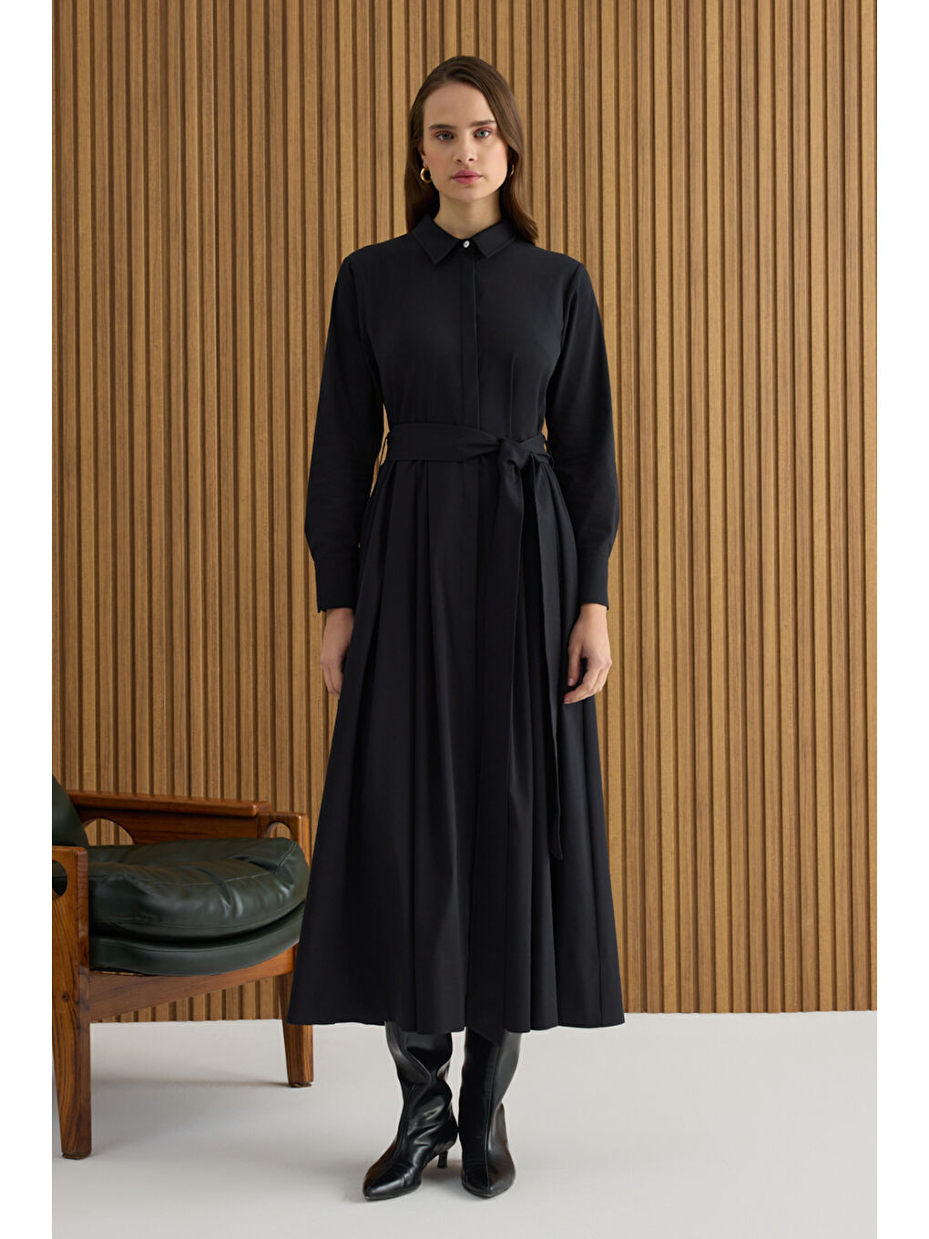 Siyah Pamuk Elbise-2