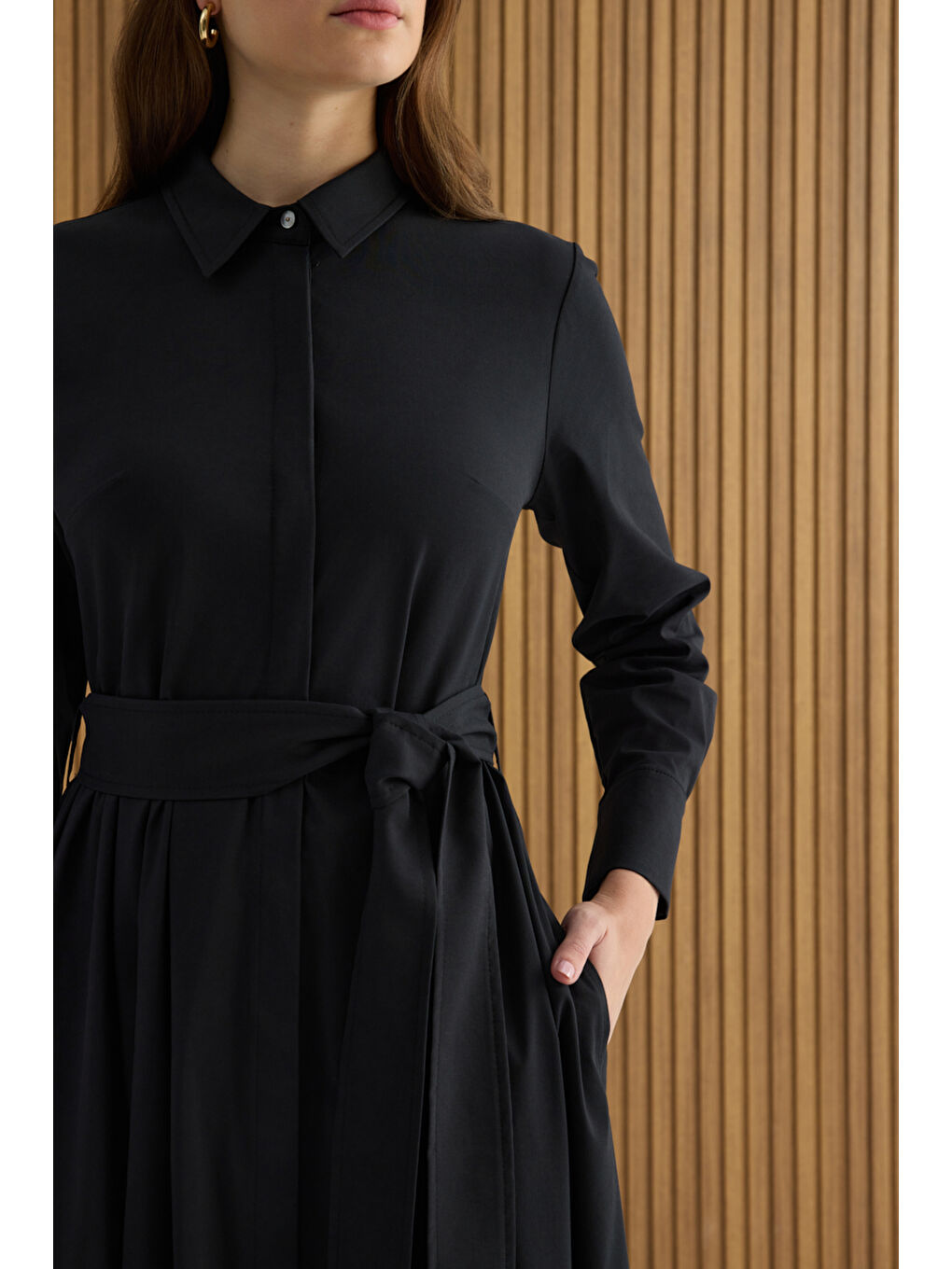 Siyah Pamuk Elbise-4