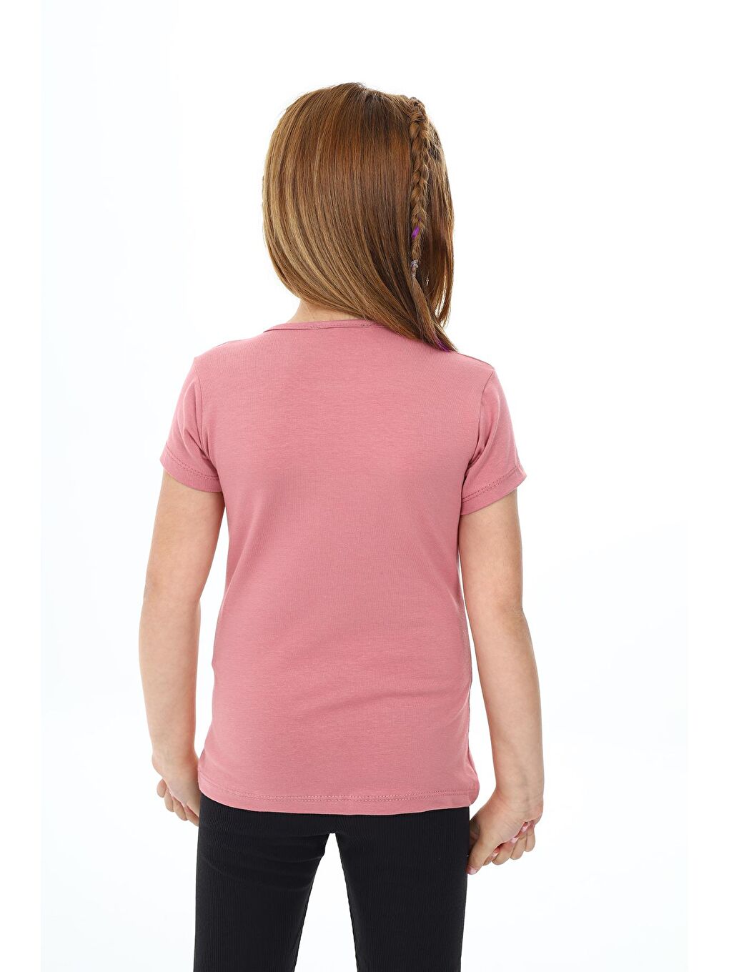 Pembe Kız Çocuk Yazı Baskılı T-Shirt 3-13 Yaş Zu108-1-3