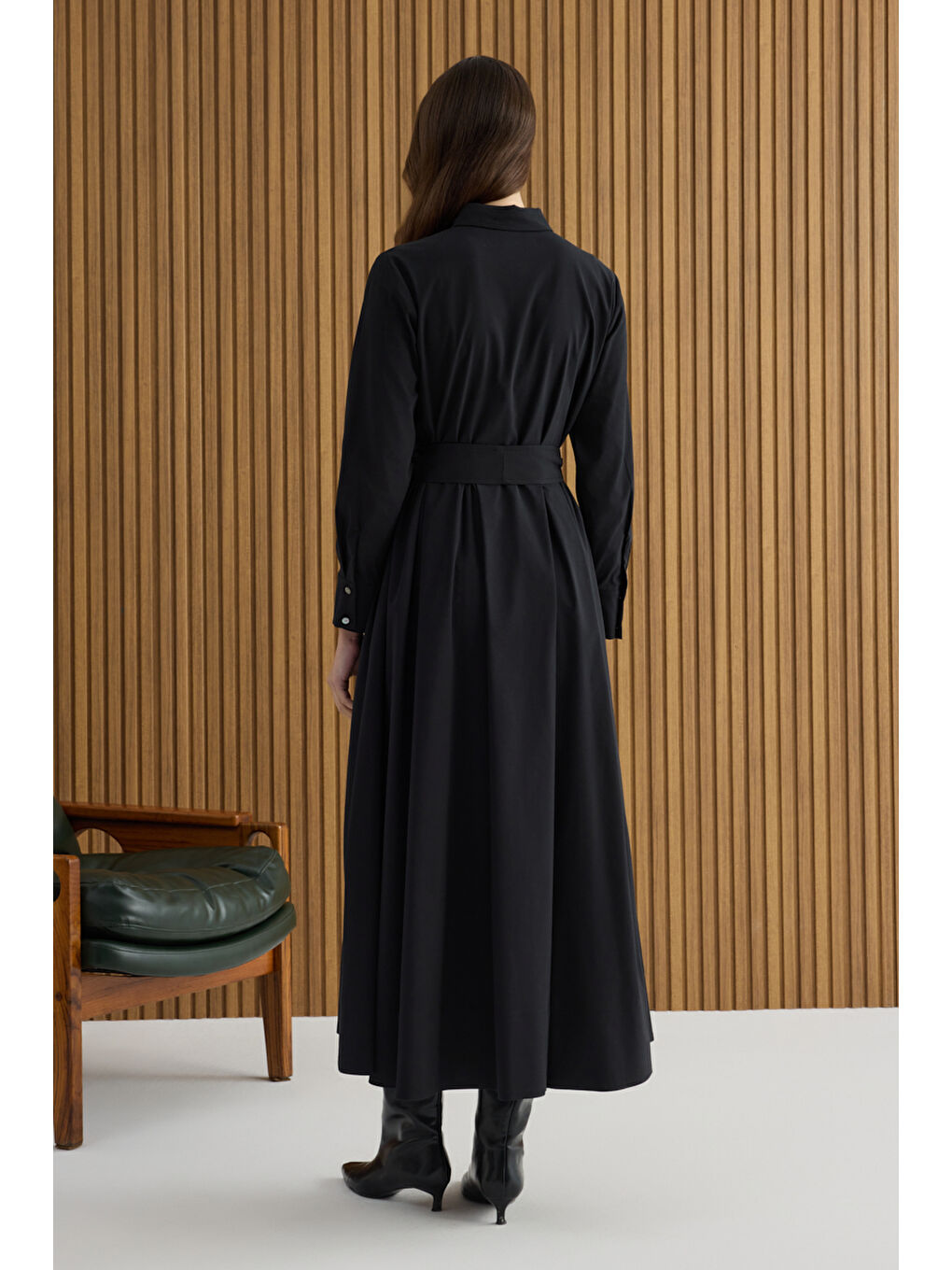 Siyah Pamuk Elbise-5