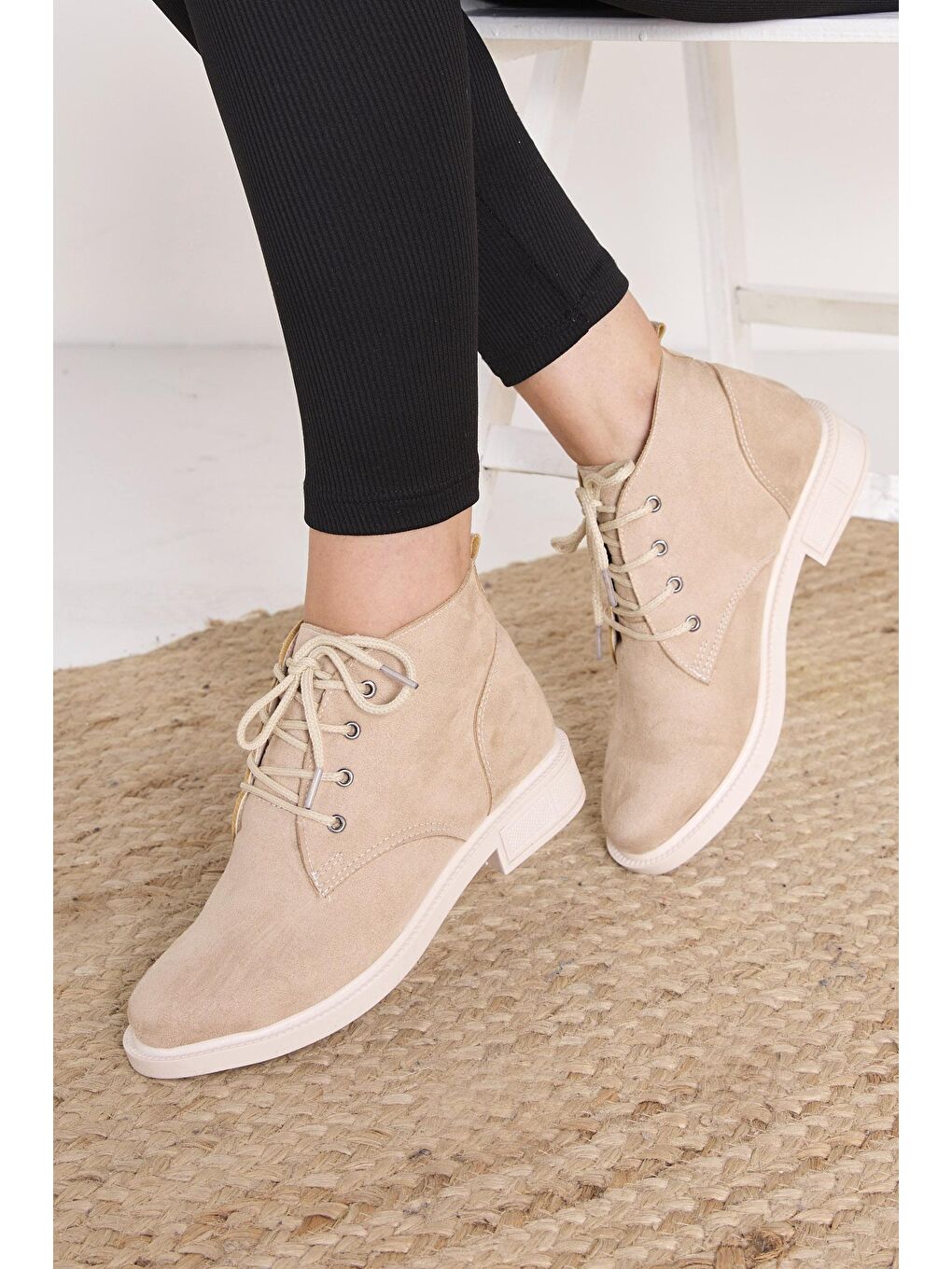 Kadın Bej Süet Bot - 23058