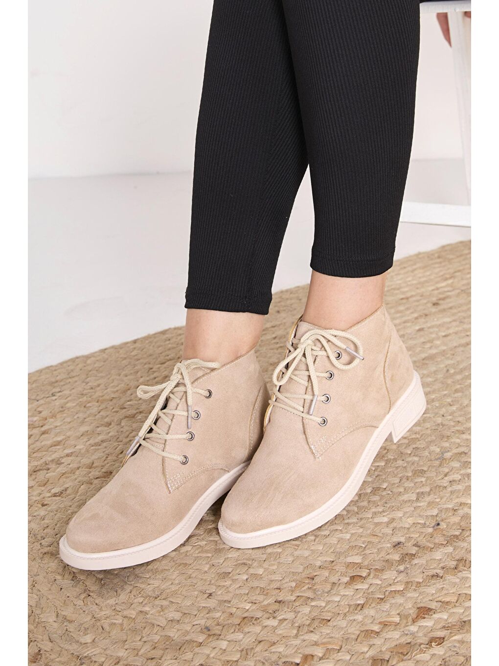Kadın Bej Süet Bot - 23058-1