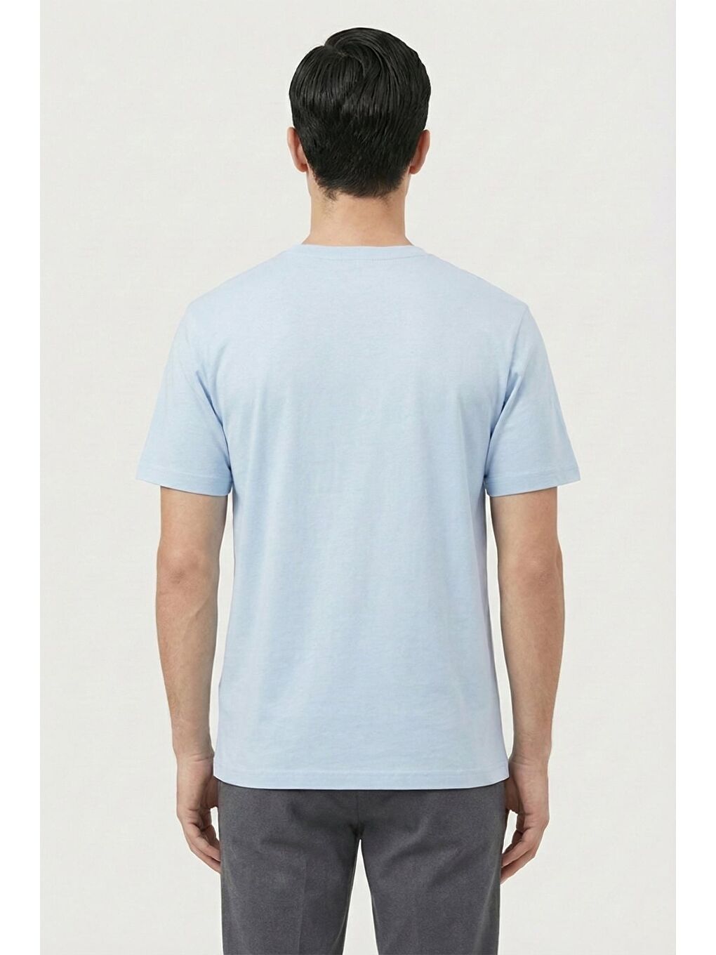 Giotelli Açık Mavi Oversize Fit %100 Pamuk Baskılı Bisiklet Yaka Erkek Tişört-3