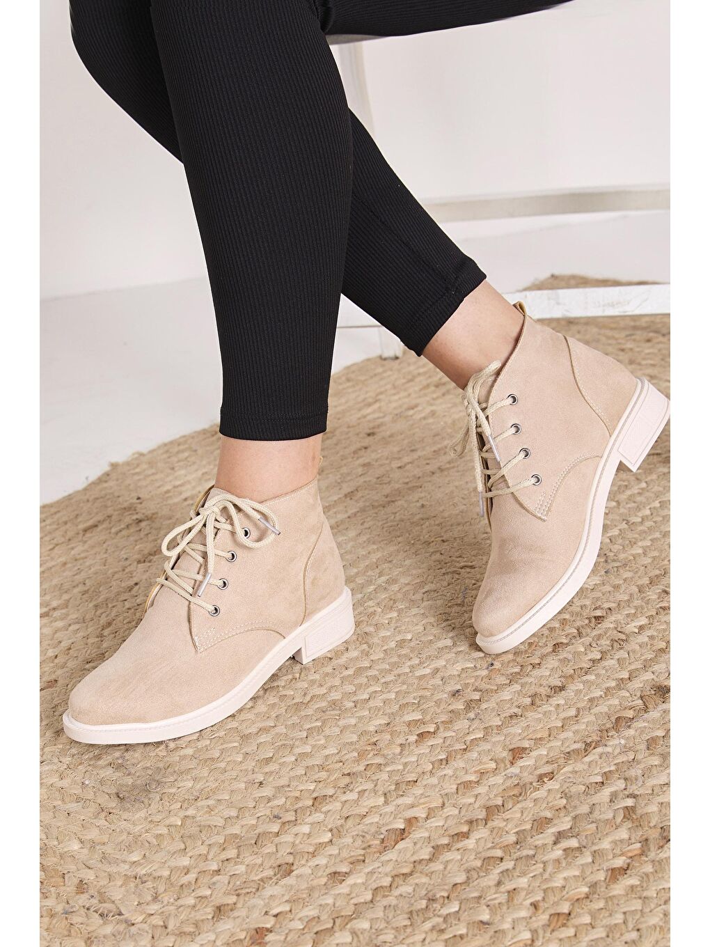 Kadın Bej Süet Bot - 23058-2