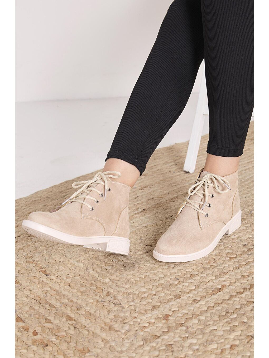 Kadın Bej Süet Bot - 23058-3