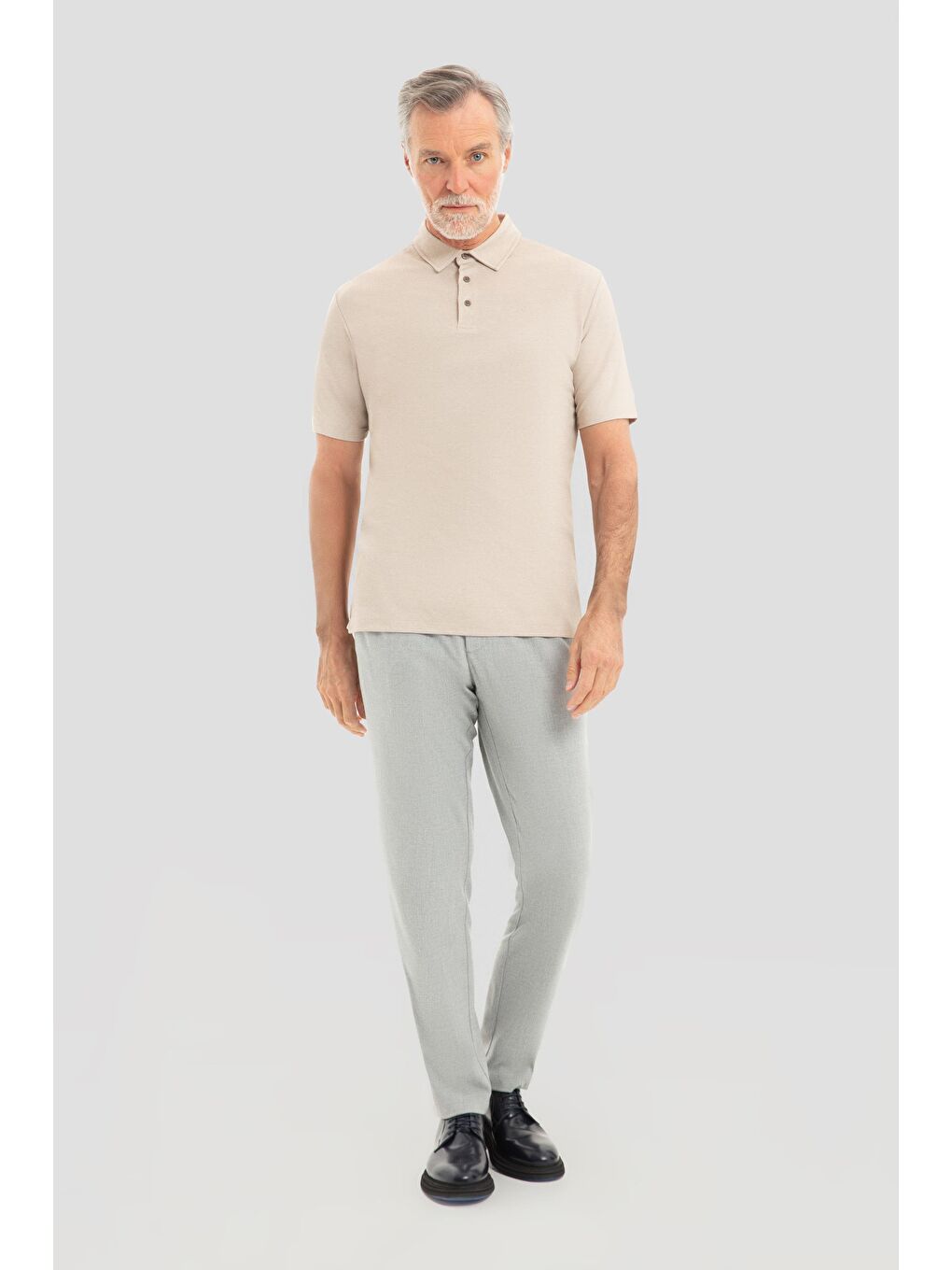 Erkek Bej Standart Fit Polo Yaka Tişört – Kısa Kollu-1