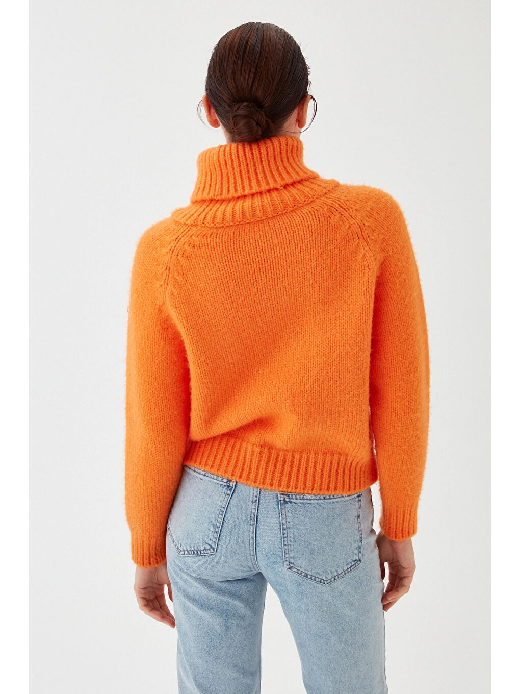 Turuncu Kadın Balıkçı Yaka Kaşkorse Triko Kazak-2