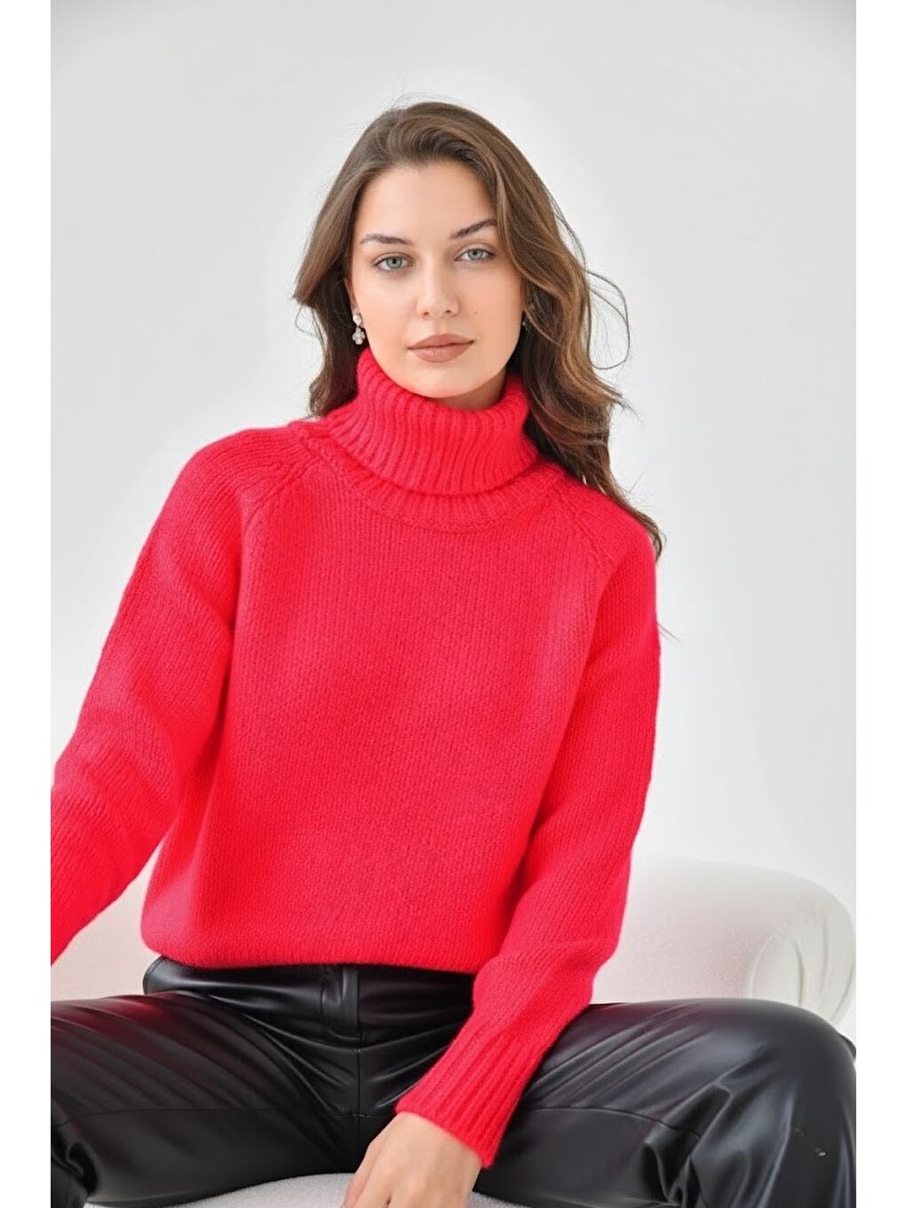 Fuşya Kadın Balıkçı Yaka Kaşkorse Triko Kazak