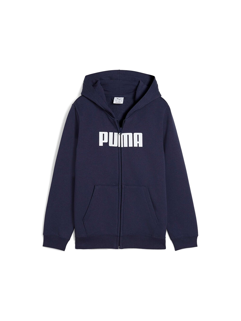 Lacivert ESSENTIALS Logo Genç Kapüşonlu Fermuarlı Sweatshirt