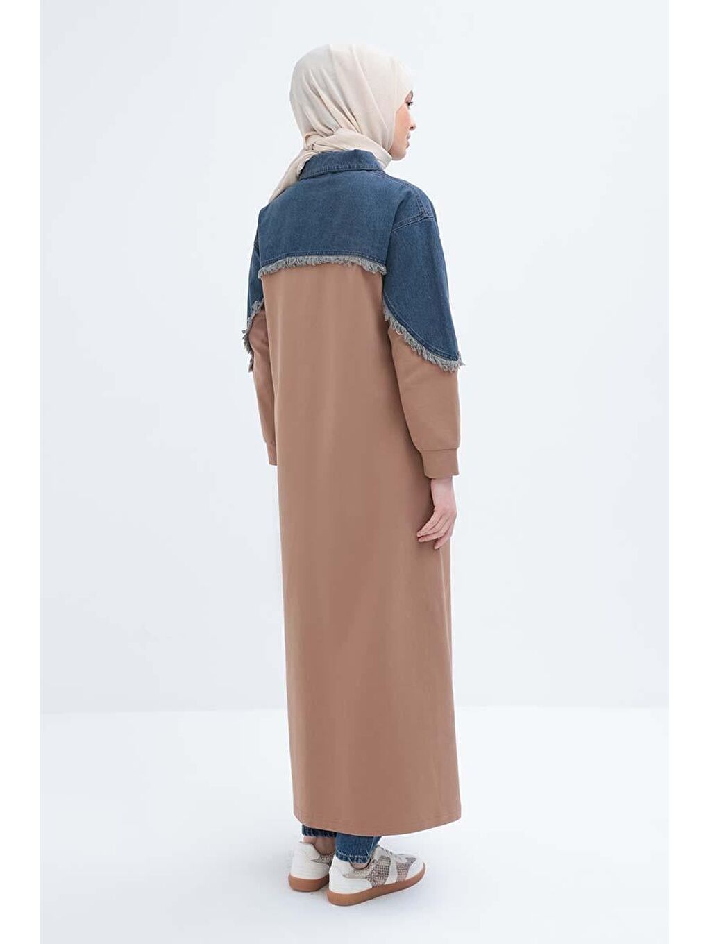 Bej Vizon-Denİm Garnİlİ Ferace-2