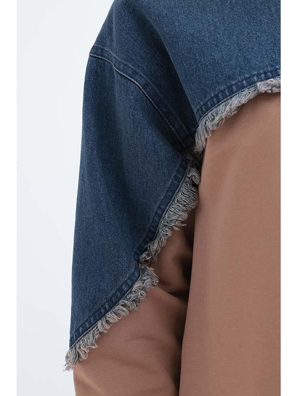 Bej Vizon-Denİm Garnİlİ Ferace-3