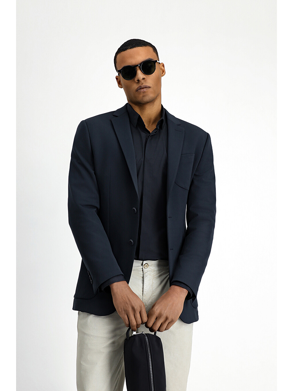 Lacivert Techno-Line  Ekstra Dar Kesim Elastanlı Blazer Ceket