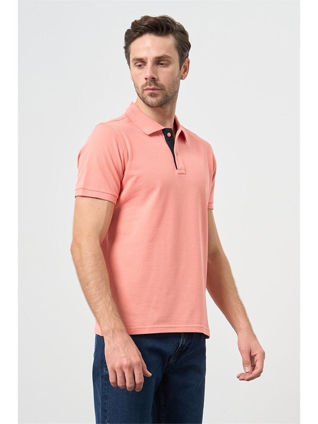 Pembe Pike Polo Yaka Pamuklu Elastanlı Casual Slim Fit Dar Kesim Tişört 1011240186