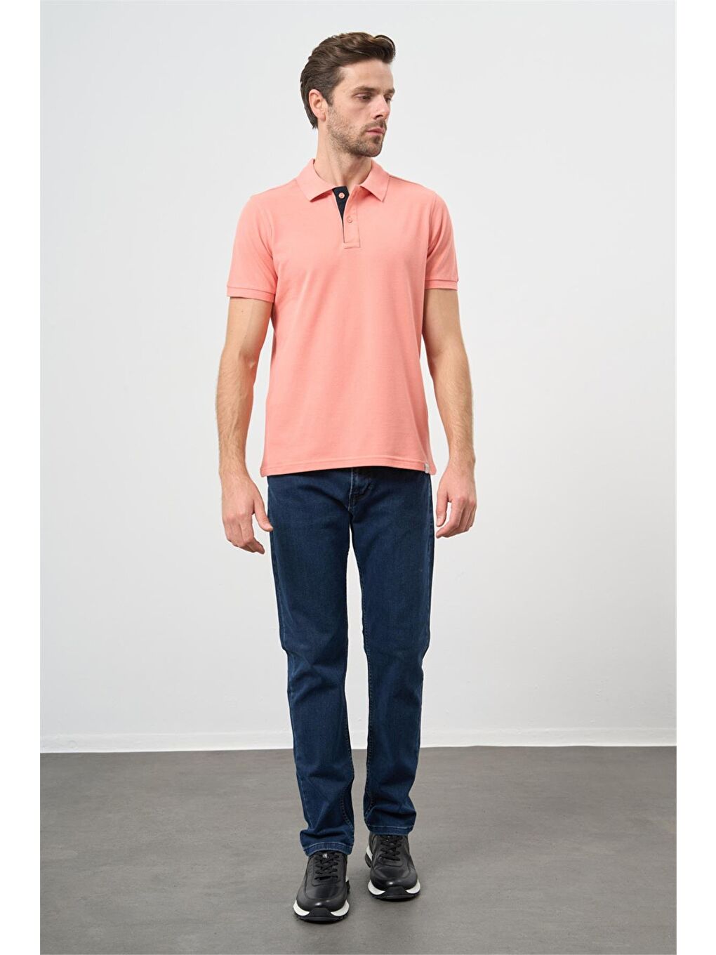 Pembe Pike Polo Yaka Pamuklu Elastanlı Casual Slim Fit Dar Kesim Tişört 1011240186-1