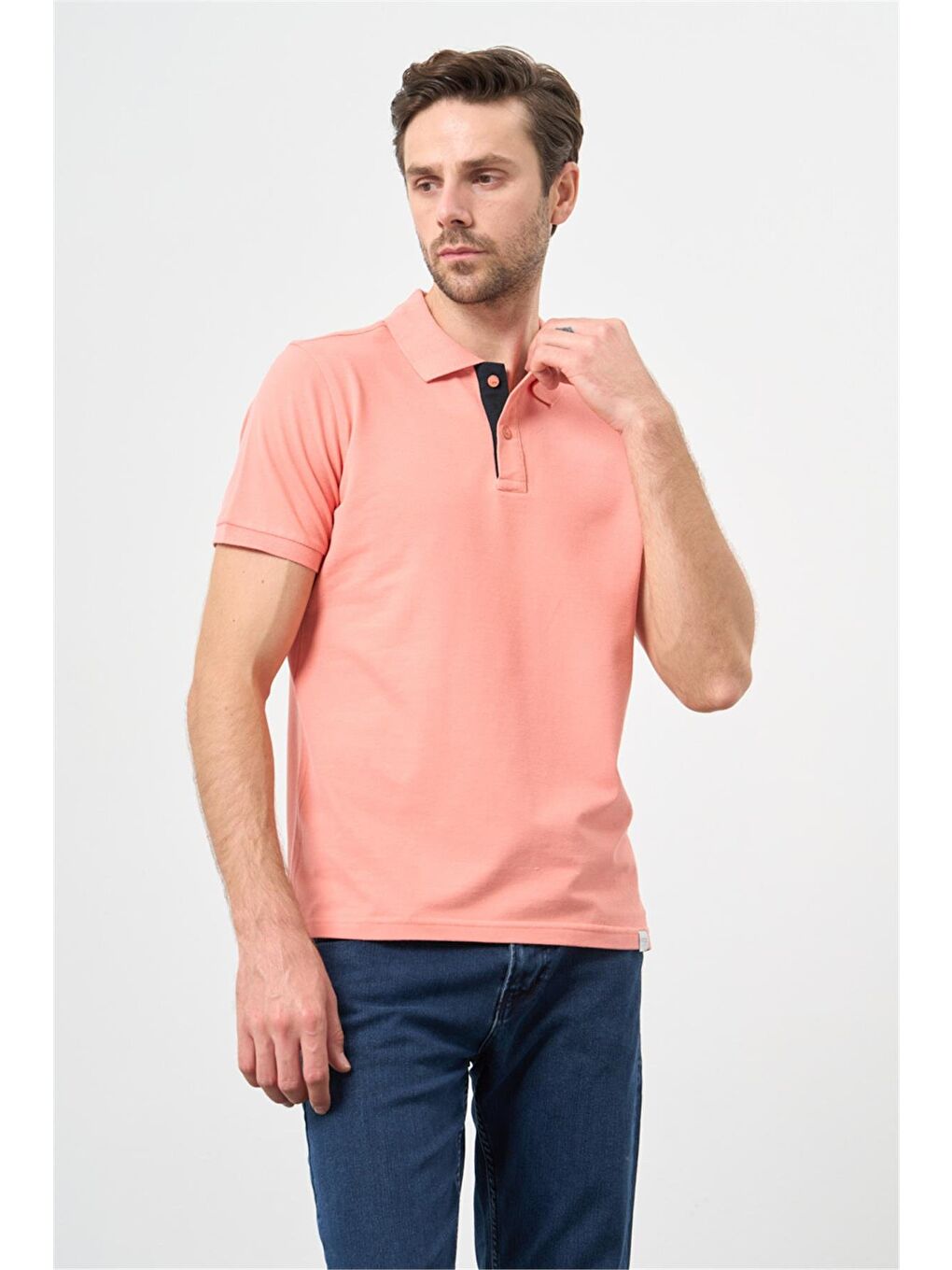 Pembe Pike Polo Yaka Pamuklu Elastanlı Casual Slim Fit Dar Kesim Tişört 1011240186-2