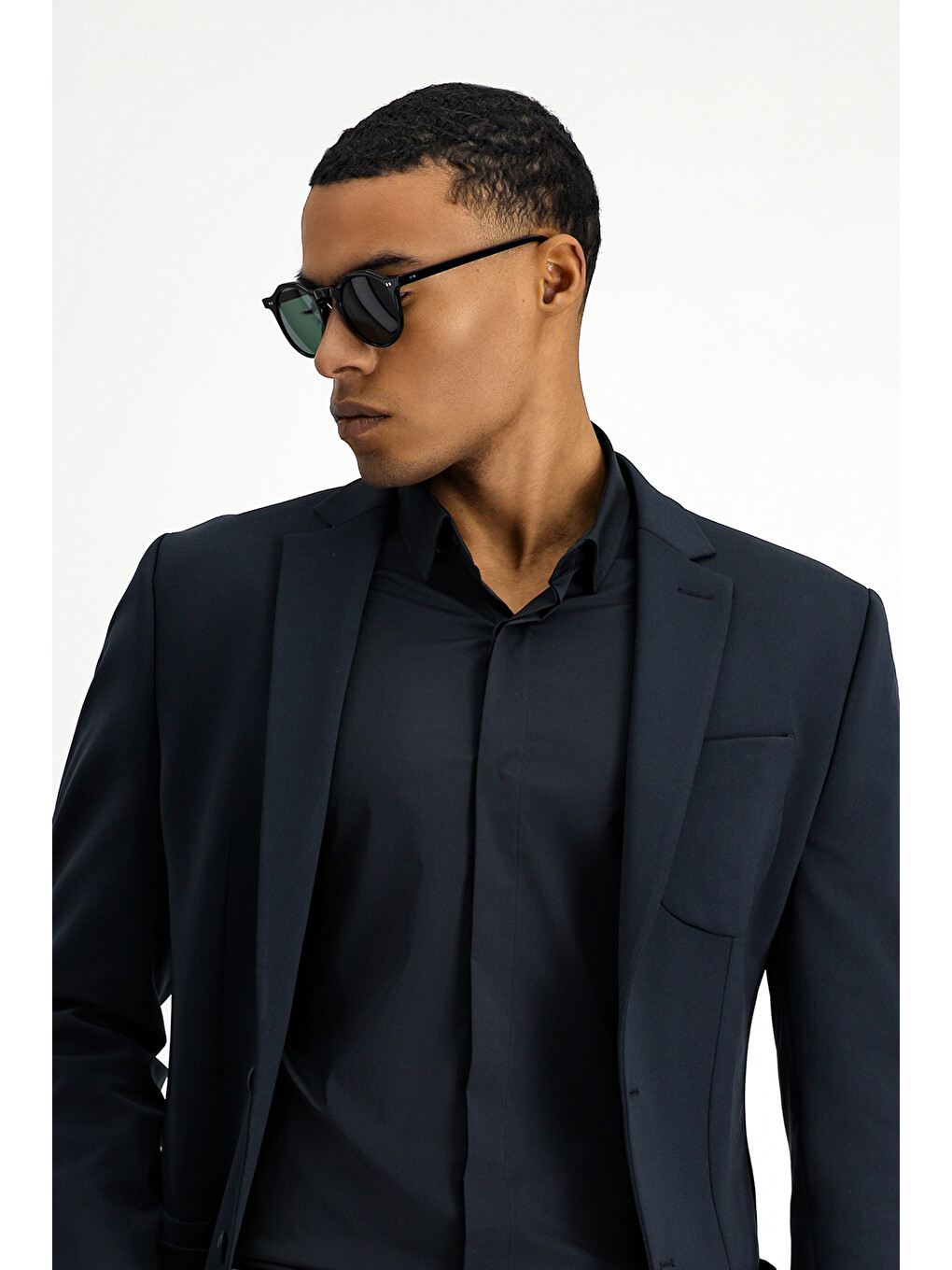 Lacivert Techno-Line  Ekstra Dar Kesim Elastanlı Blazer Ceket-2