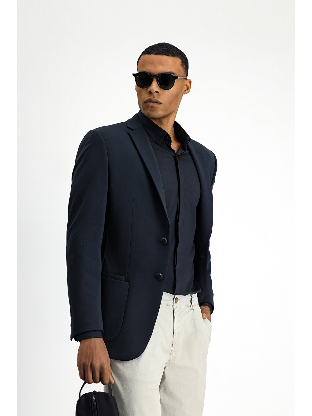 Lacivert Techno-Line  Ekstra Dar Kesim Elastanlı Blazer Ceket-3