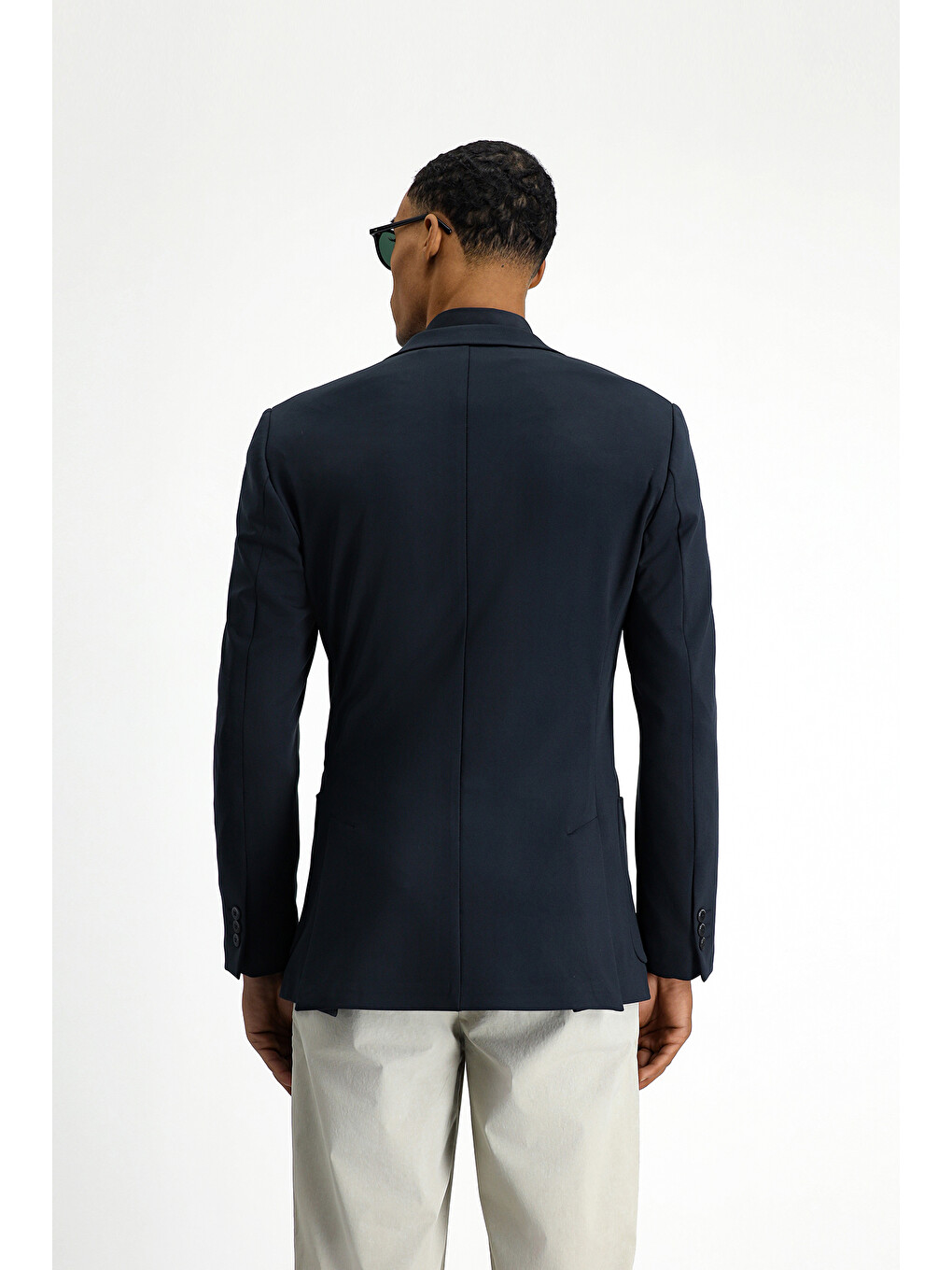 Lacivert Techno-Line  Ekstra Dar Kesim Elastanlı Blazer Ceket-4