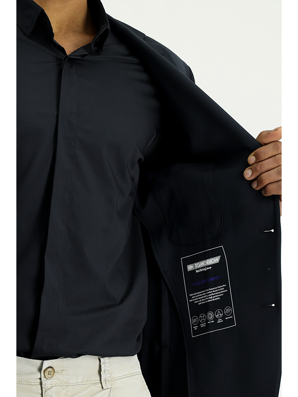 Lacivert Techno-Line  Ekstra Dar Kesim Elastanlı Blazer Ceket-5