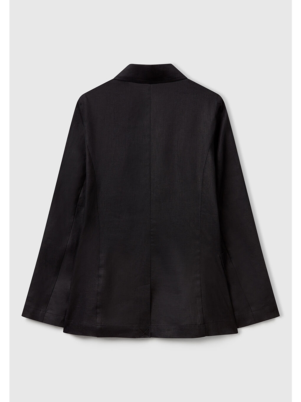 Kadın Siyah %100 Keten Ceket-3