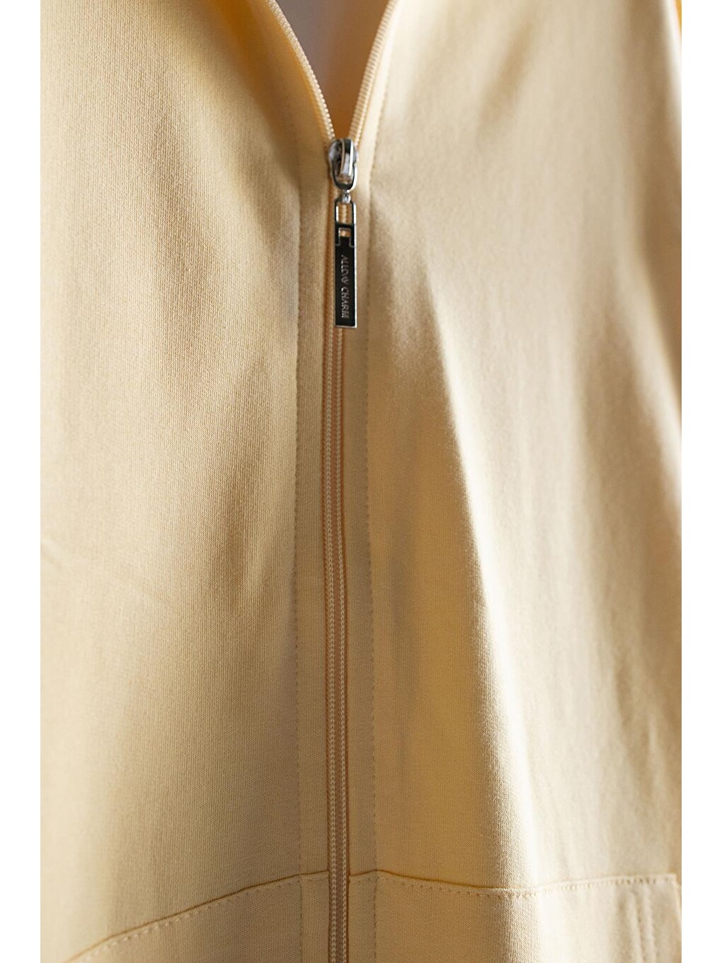 Açık Sarı-kapüşonlu Sweat Hırka-2