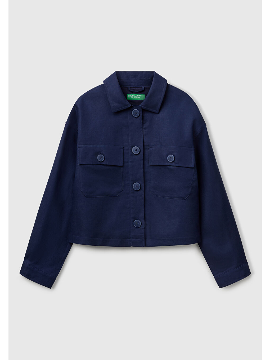 Kadın Lacivert Keten Karışımlı Ceket-1