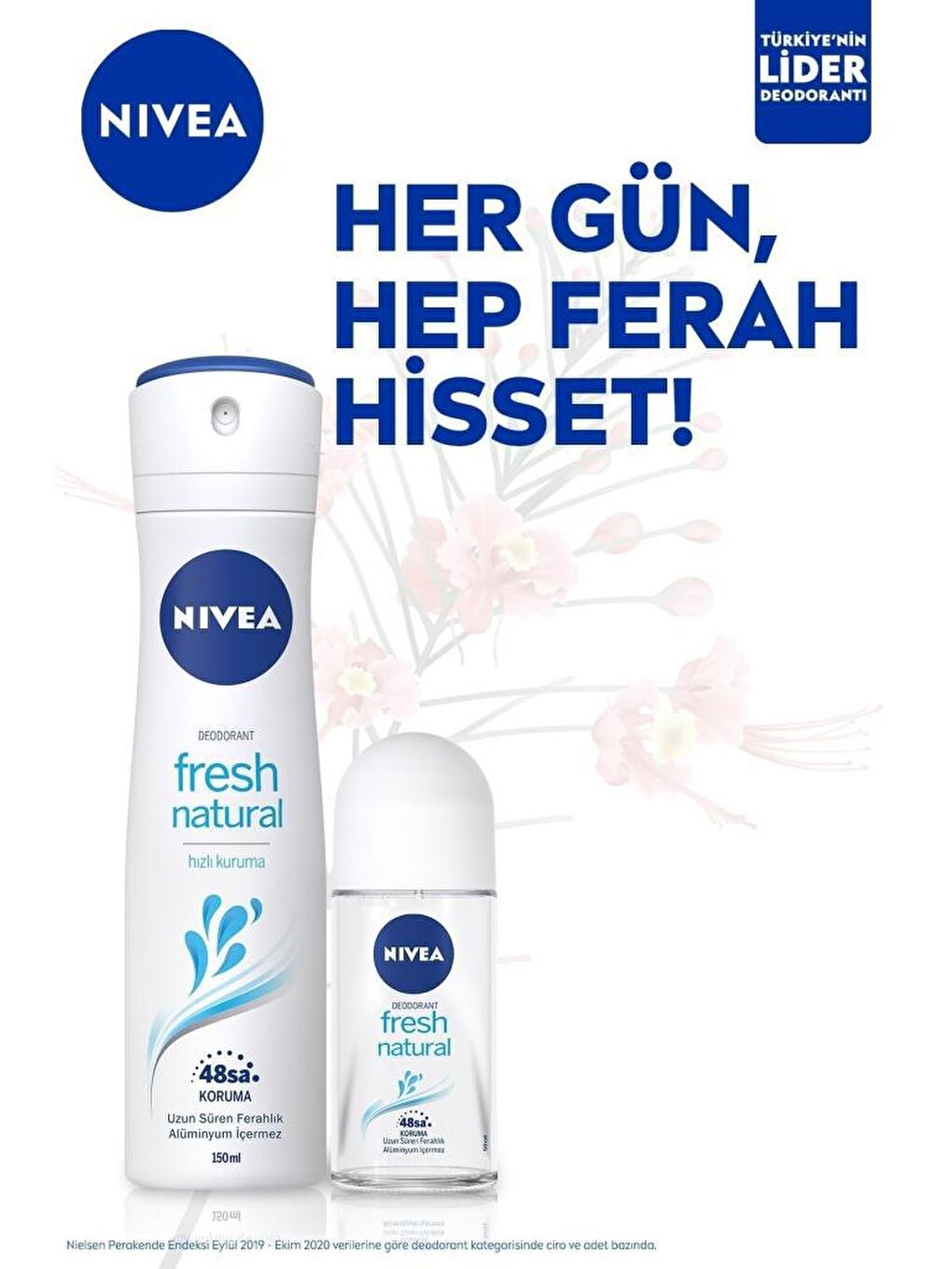 NIVEA Şeffaf Kadın Roll-On Deodorant Fresh Natural 50 ml, 48 Saat Anti-Perspirant Deodorant Koruması - 1