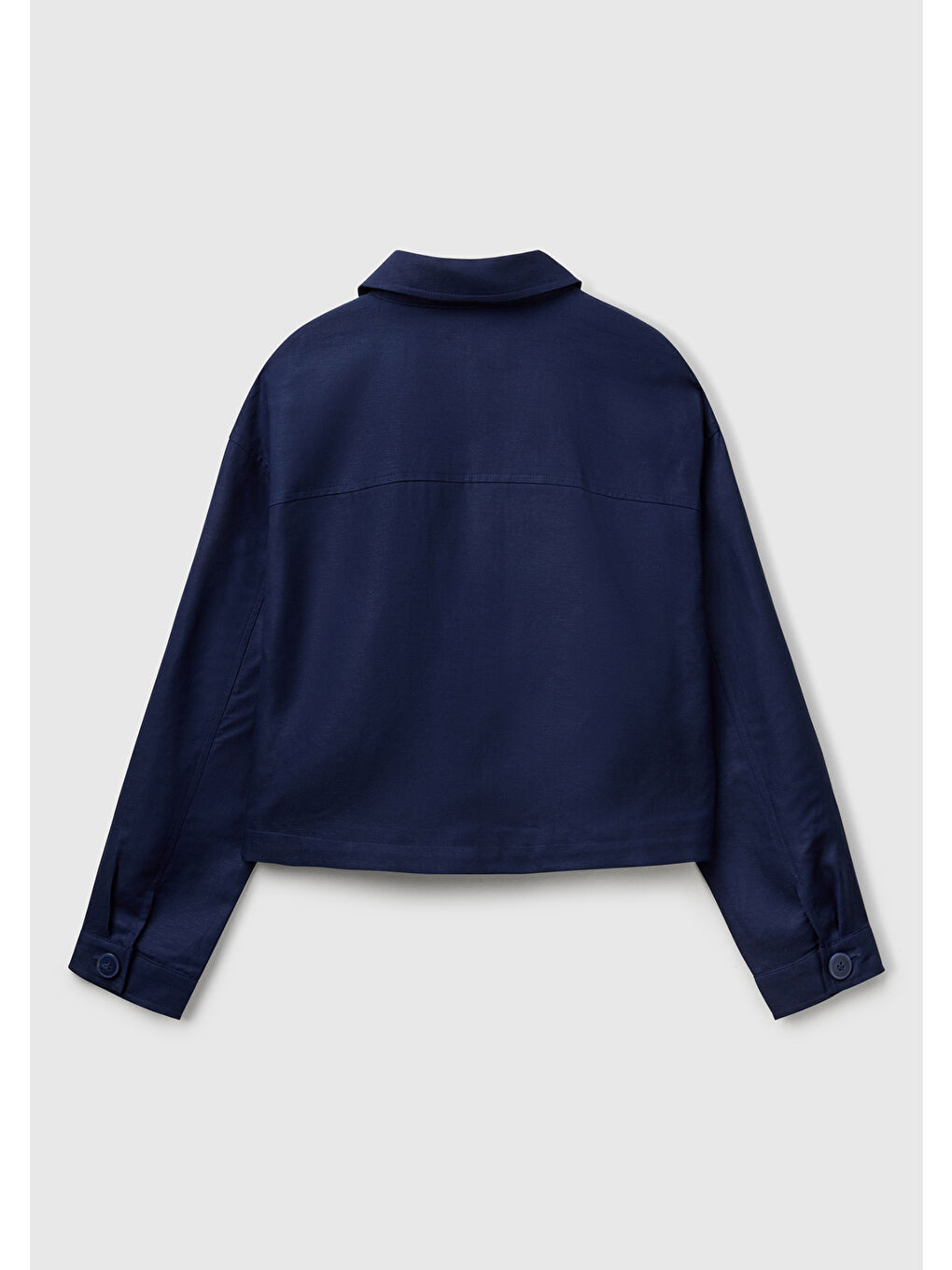 Kadın Lacivert Keten Karışımlı Ceket-3